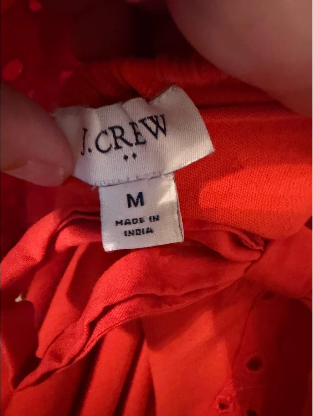 J.Crew Women's orange Puff Sleeve Top with Eyelet Detail, Size M
